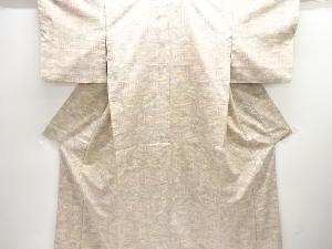 アンティーク　草花模様織り出し十日町紬着物